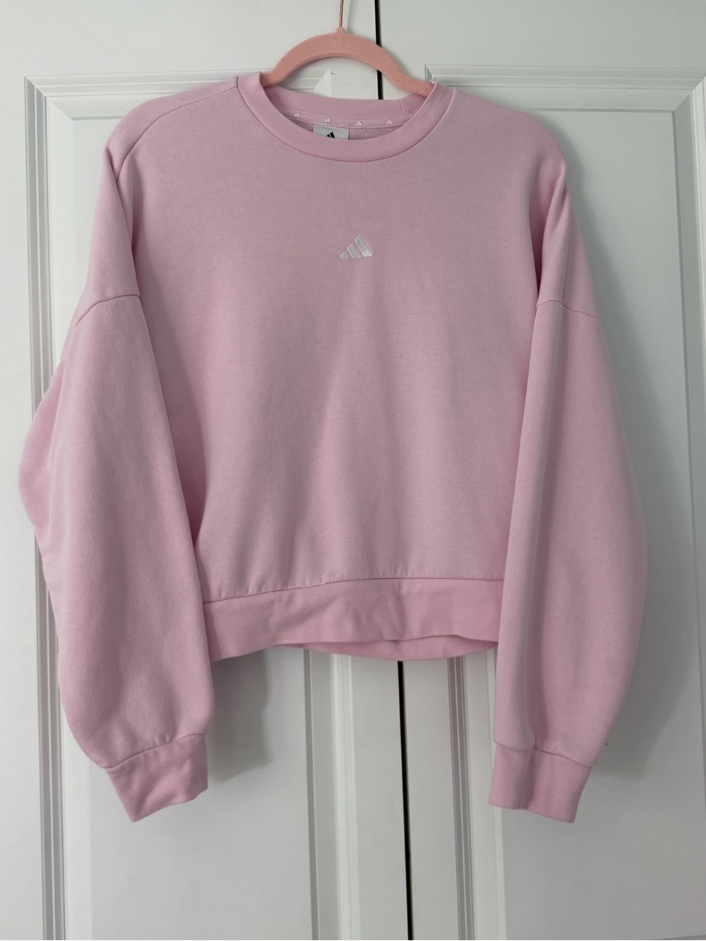 adidas Light Pink Cropped Crew Sweatshirt